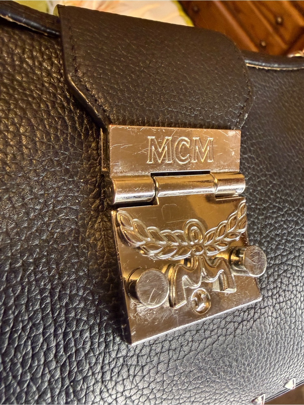 MCM Park Avenue Studded Grained Leather Crossbody Bag – Black - Picture 11 of 15